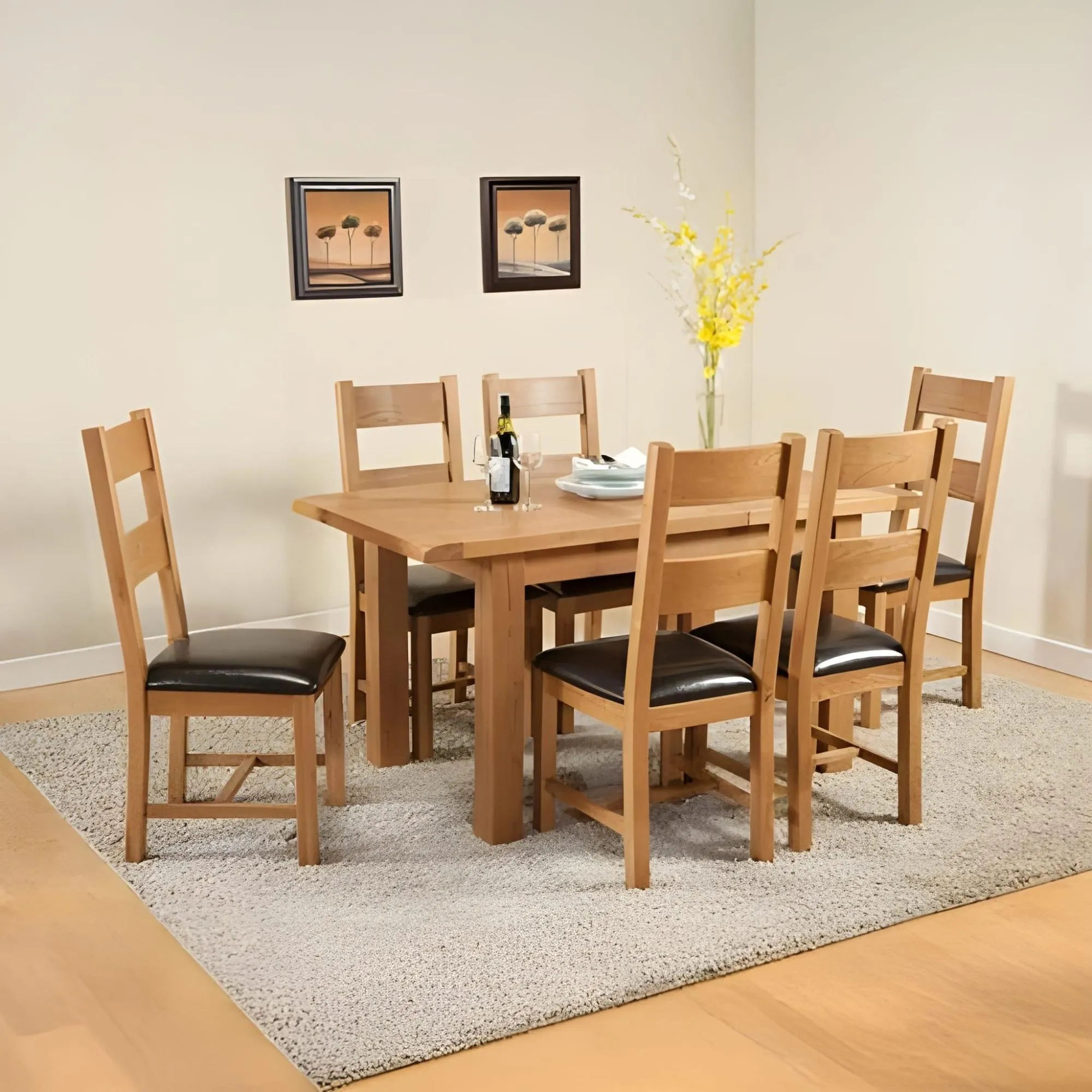 Dorset Oak 4-6 Seater Extending Dining Table - Rustic Hand Waxed