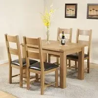 Dorset Oak 4-6 Seater Extending Dining Table with 4 Chairs