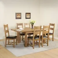 Dorset Oak 6-Seater Extendable Dining Table with 6 Chairs - Rustic