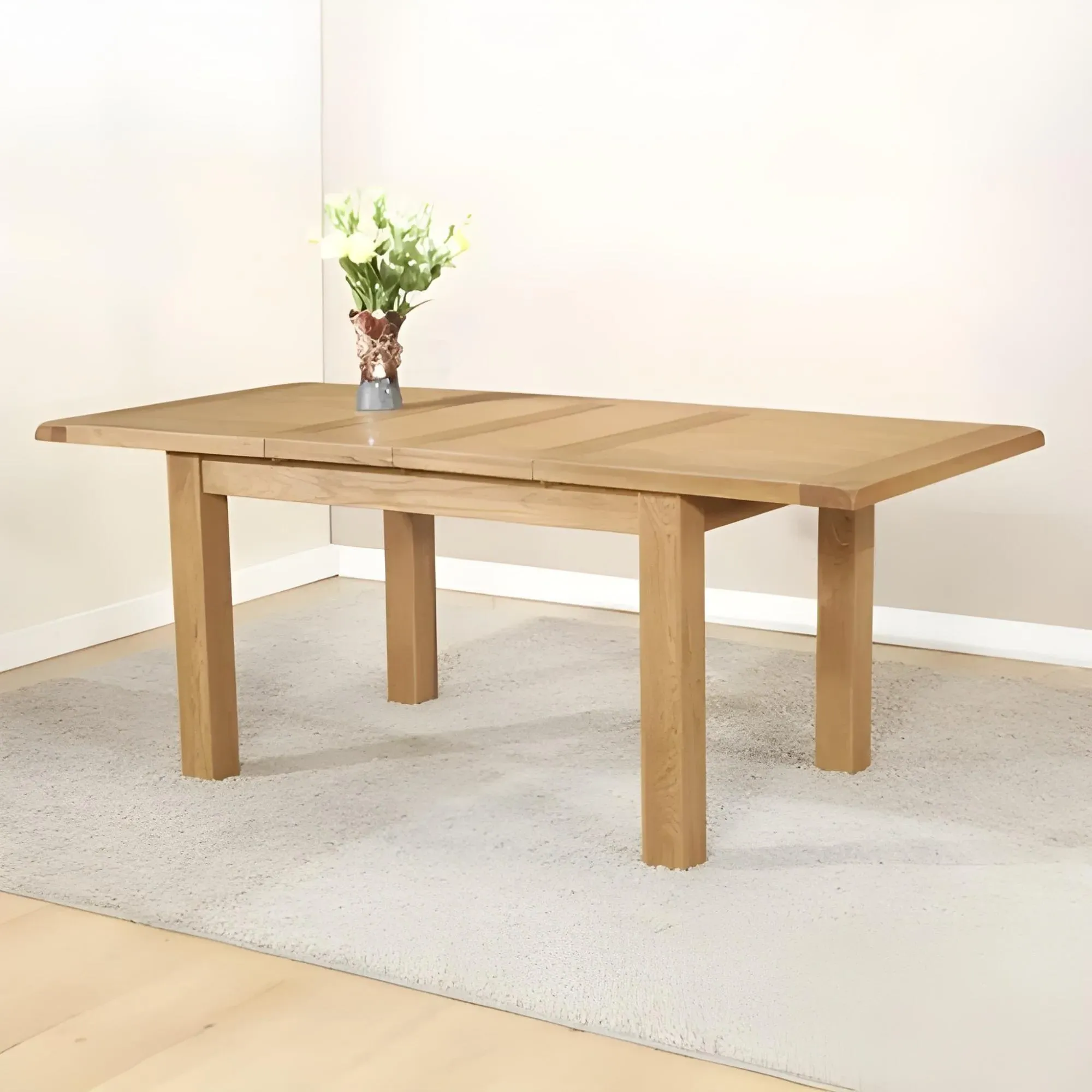Dorset Oak Large 4-6 Seater Extending Dining Table - Rustic Hand Waxed