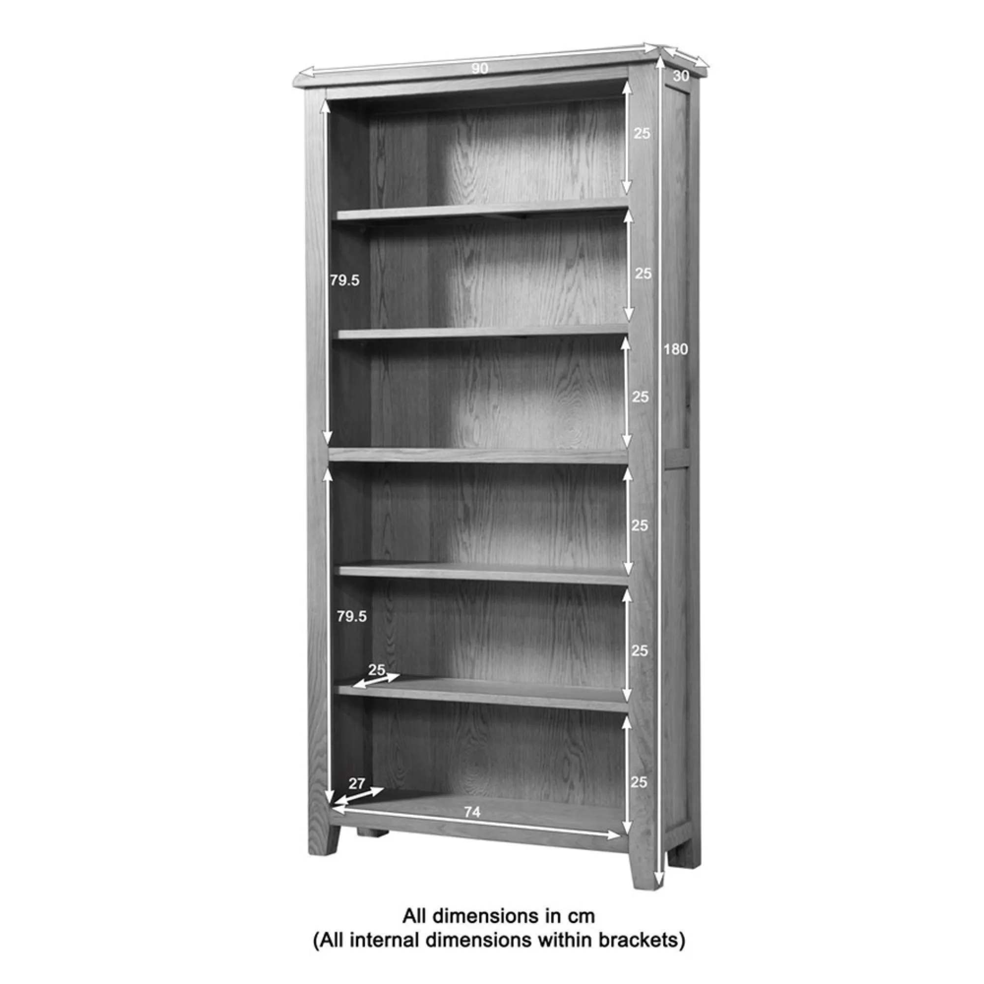 Dorset Oak Tall Bookcase - Rustic Hand Waxed