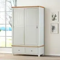 Hayley 2 Door Sliding Wardrobe - White, Oak