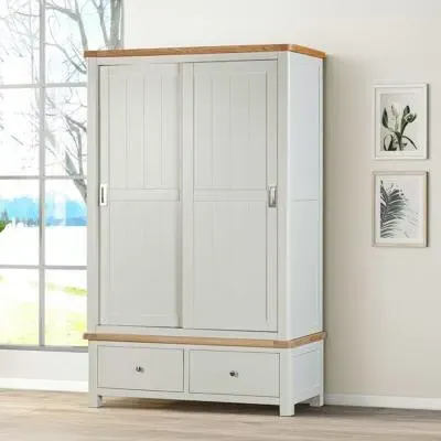Hayley 2 Door Sliding Wardrobe - White, Oak image