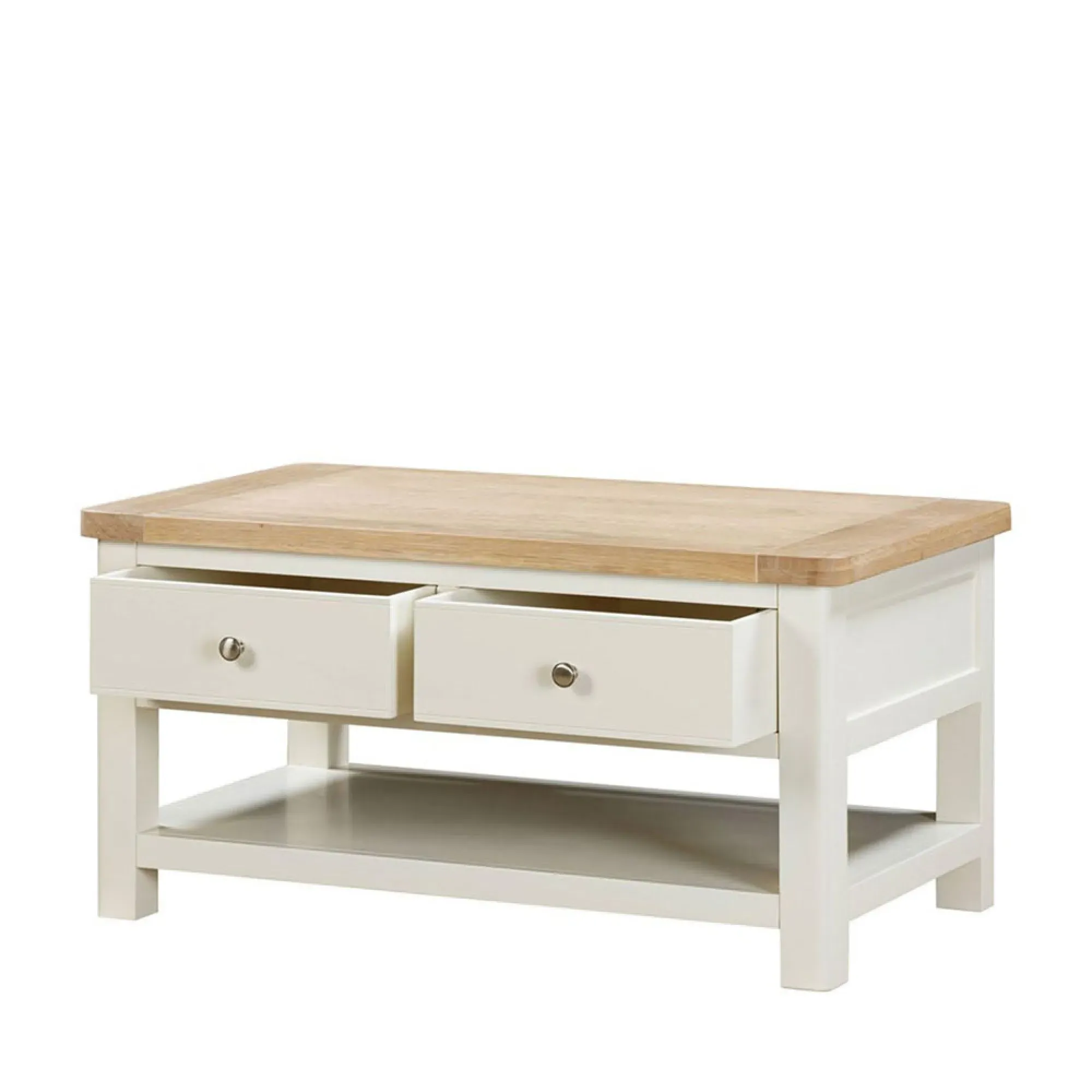 Hayley 2 Drawer Coffee Table - White, Oak