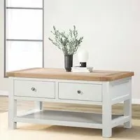 Hayley 2 Drawer Coffee Table - White, Oak