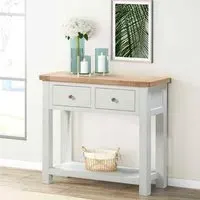 Hayley 2 Drawer Console Table - White, Oak