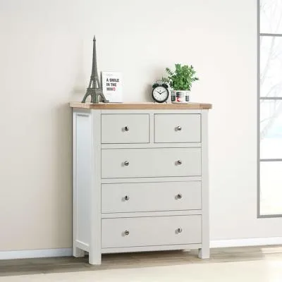 Hayley 2+3 Drawer Chest - White, Oak image
