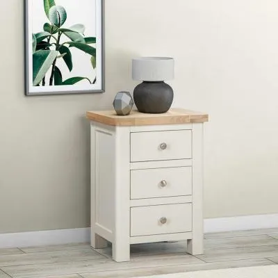 Hayley 3 Drawer Bedside Cabinet - White, Oak