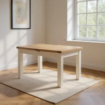 Hayley 4-6 Seater Extendable Dining Table - White, Oak image