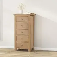 Hayley 5 Drawer Tall Chest - Oak