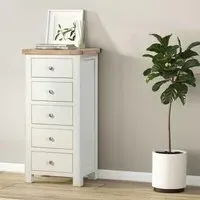 Hayley 5 Drawer Tall Chest - White, Oak
