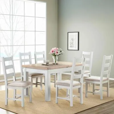 Hayley 6-8 Seater Extendable Dining Table - White, Oak
