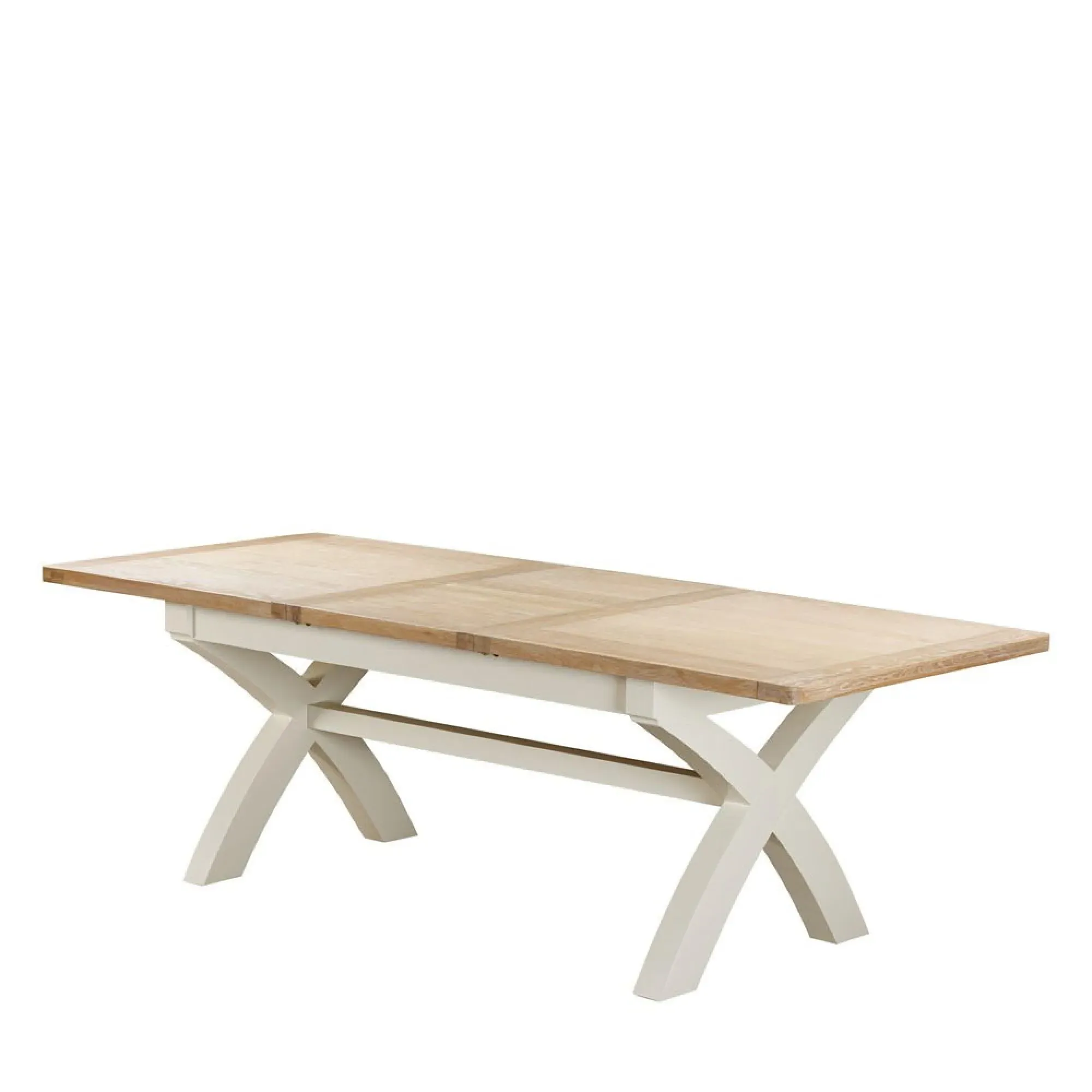 Hayley 6-8 Seater Extendable Dining Table with Cross Legs - White, Oak