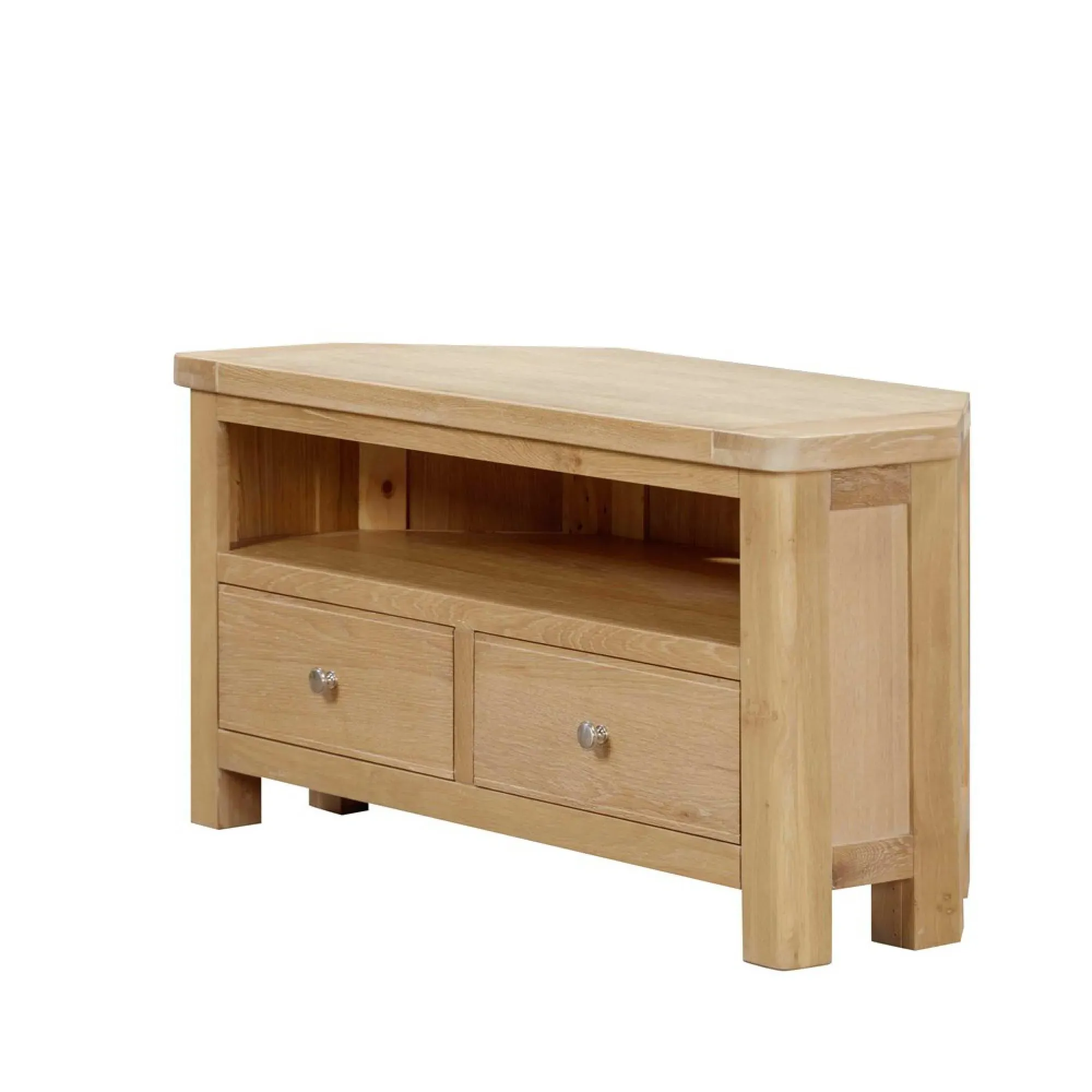 Hayley Corner TV Unit with 2 Drawers - Oak