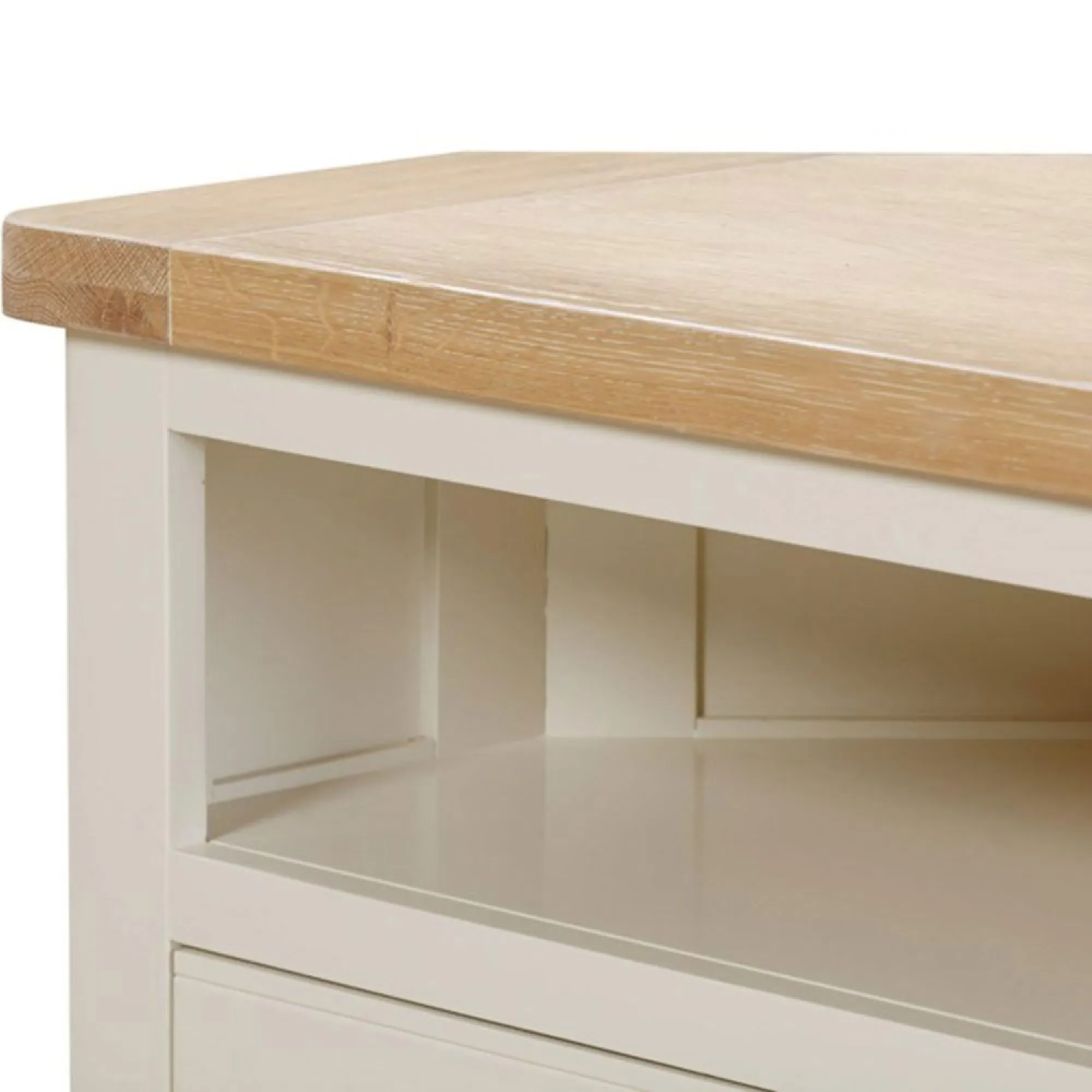 Hayley Corner TV Unit with 2 Drawers - White, Oak