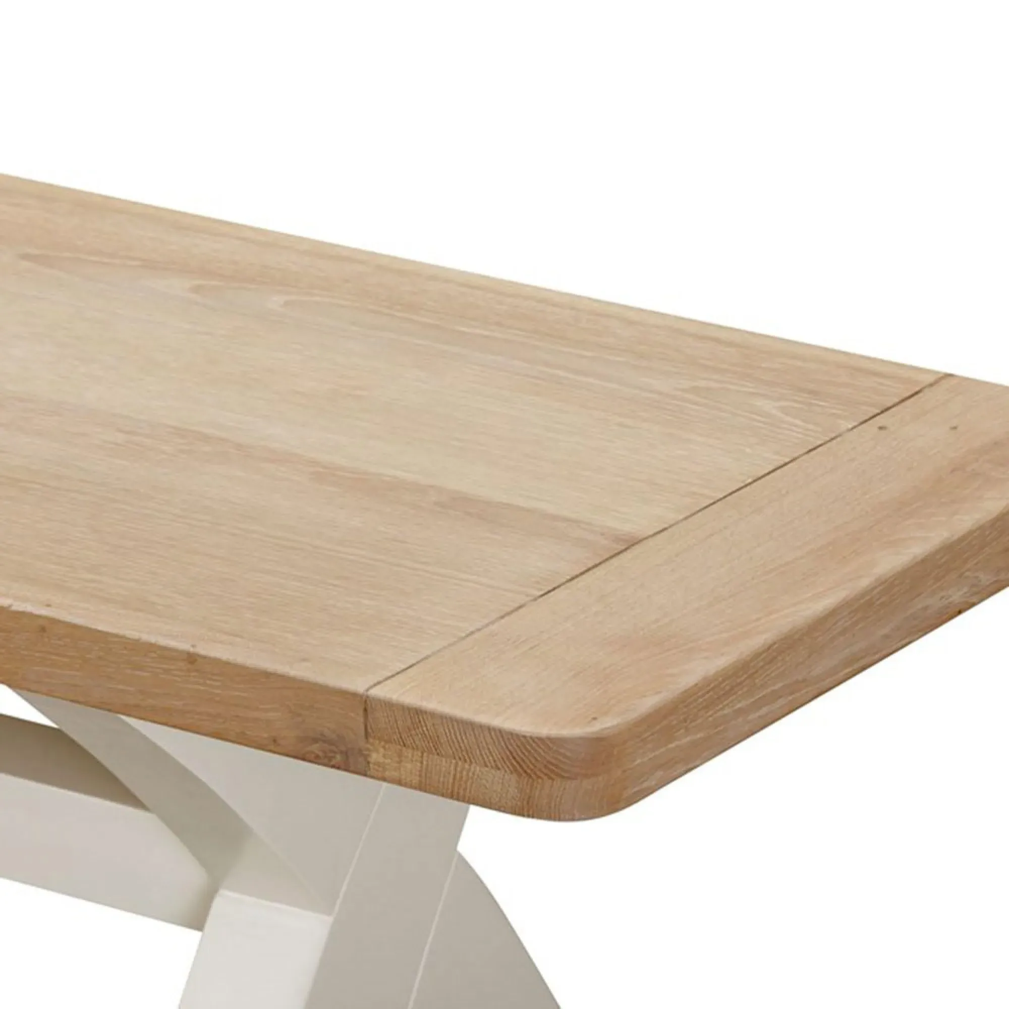 Hayley Dining Bench with Cross Legs - White, Oak