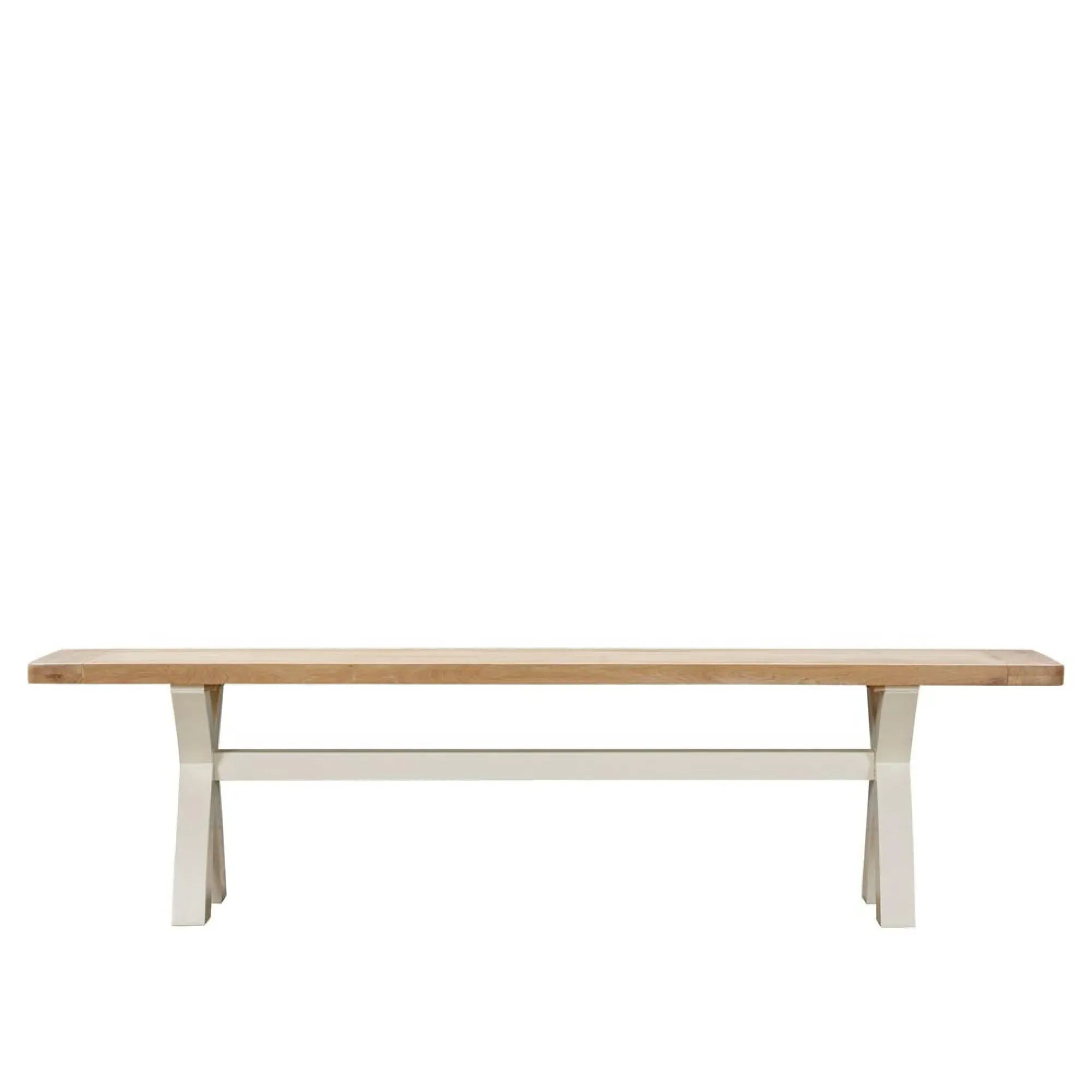 Hayley Dining Bench with Cross Legs - White, Oak