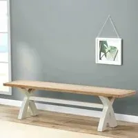 Hayley Dining Bench with Cross Legs - White, Oak