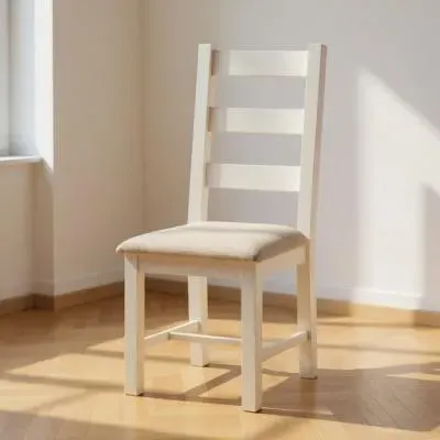 Hayley Ladder Back Dining Chair - White, Oak image