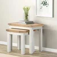 Hayley Nest of 2 Tables - White, Oak