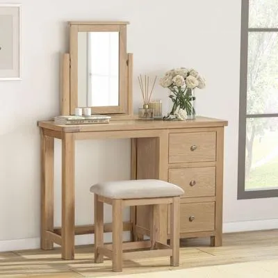 Hayley Oak 3 Drawer Dressing Set - Lacquered image