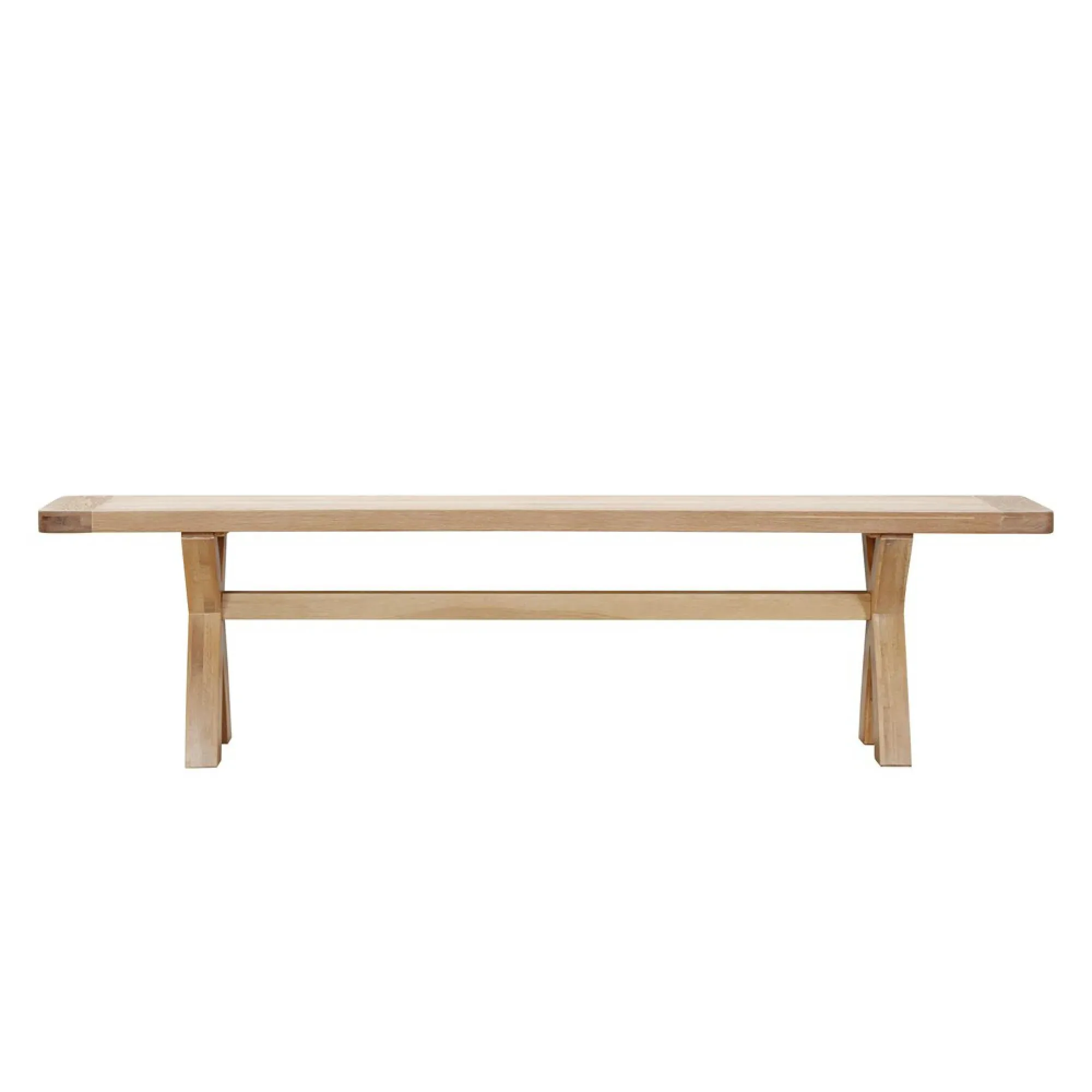 Hayley Oak Dining Bench with Cross Legs - Lacquered