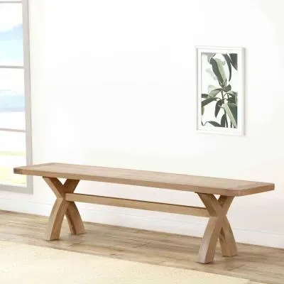 Hayley Oak Dining Bench with Cross Legs - Lacquered