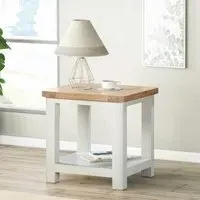 Hayley Square End Table - White, Oak