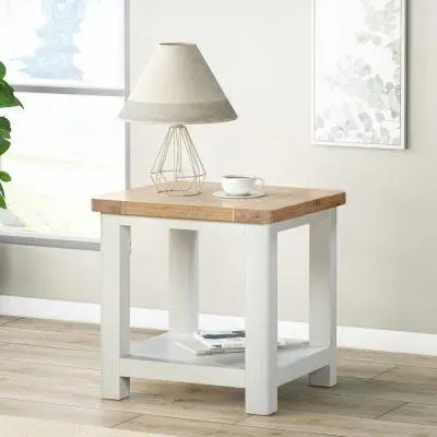 Hayley Square End Table - White, Oak image