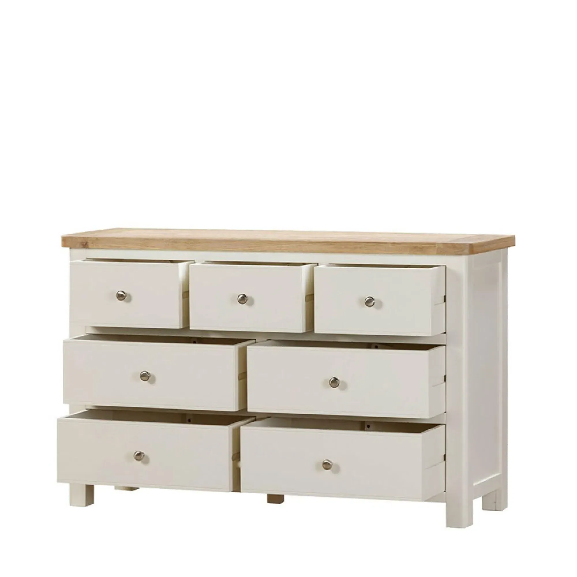 Hayley Wide Chest of Drawers - White, Oak