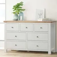 Hayley Wide Chest of Drawers - White, Oak