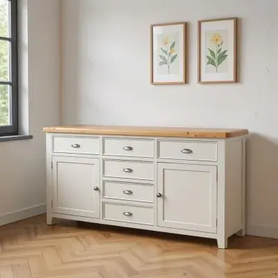 Janelle 2 Door Extra Large Sideboard - Grey, Oak image