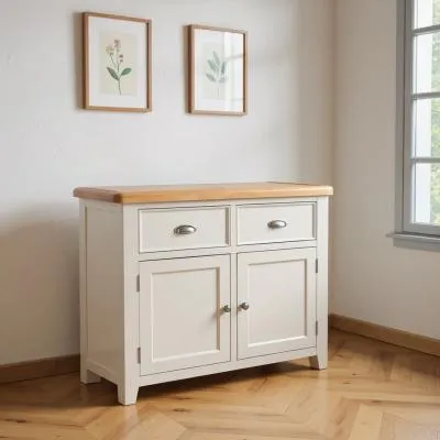 Janelle 2 Door Small Sideboard - Grey, Oak image