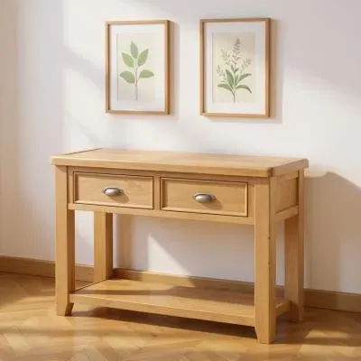 Janelle 2 Drawer Console Table - Rustic Oak
