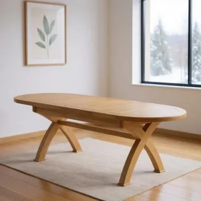 Janelle 6-10 Seater Oval Extending Dining Table - Rustic Oak