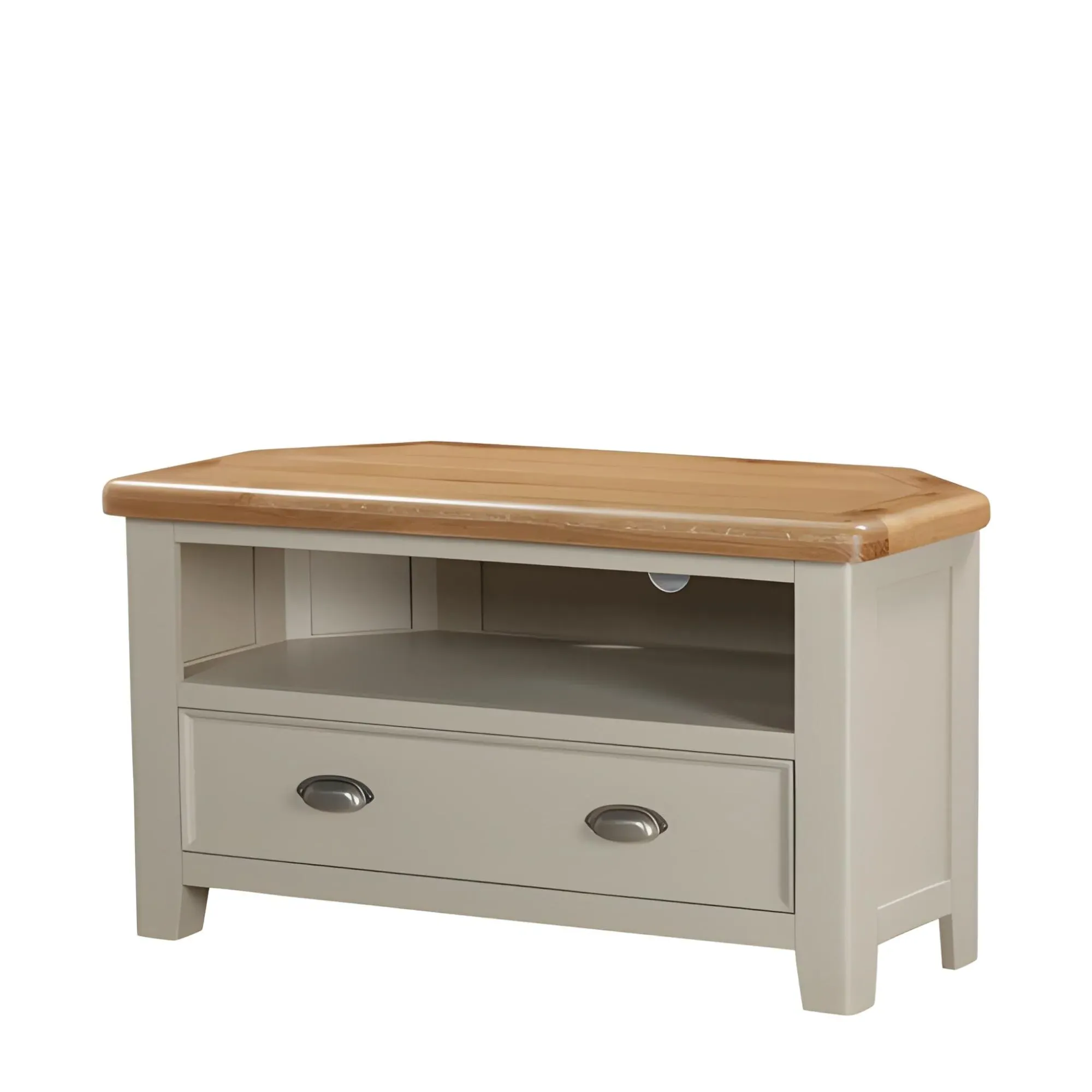 Janelle Corner TV Unit with Drawer - Grey, Oak
