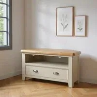 Janelle Corner TV Unit with Drawer - Grey, Oak