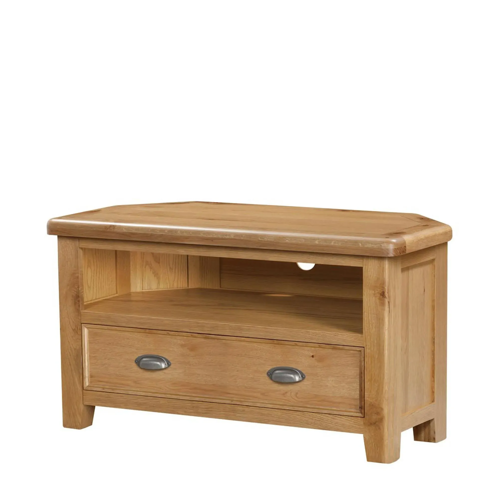 Janelle Corner TV Unit with Drawer - Rustic Oak
