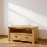 Janelle Corner TV Unit with Drawer - Rustic Oak