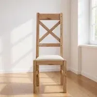 Janelle Cross Back Dining Chair Set of 2 - Rustic Oak