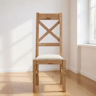 Janelle Cross Back Dining Chair Set of 2 - Rustic Oak