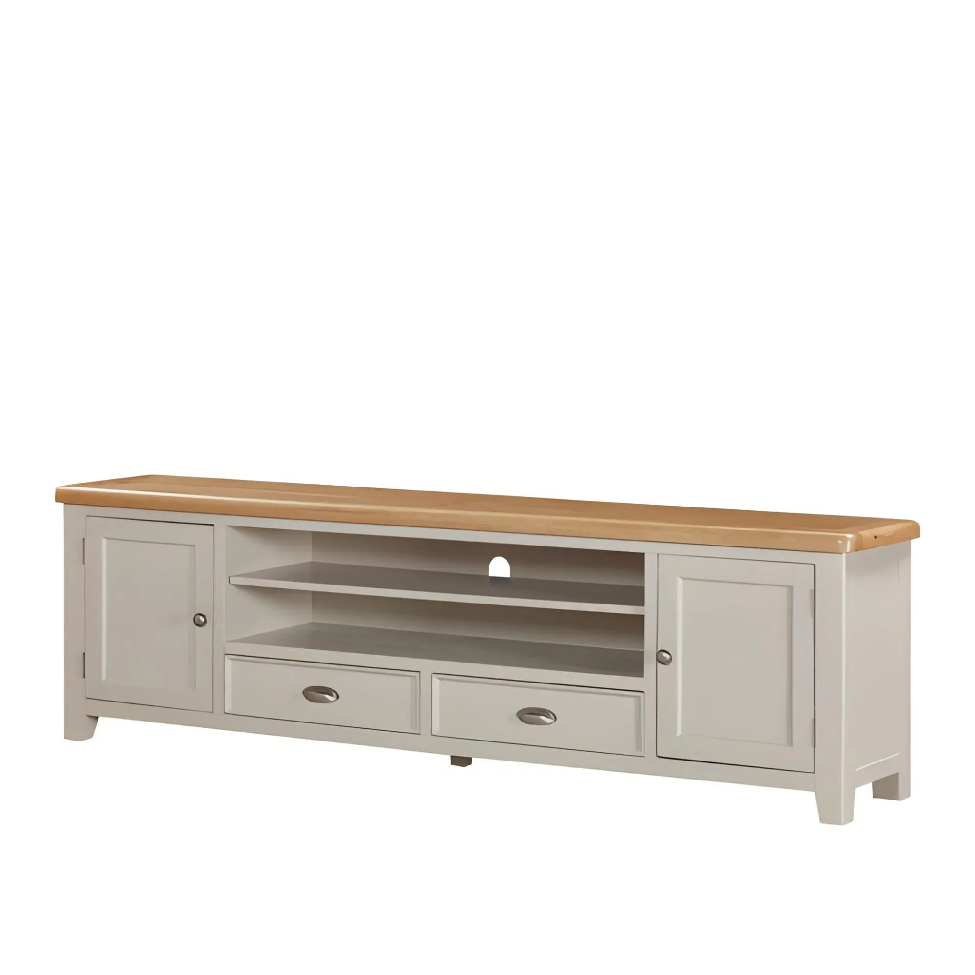 Janelle Extra Large TV Unit with Storage - Grey, Oak