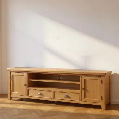 Janelle Extra Large TV Unit with Storage - Rustic Oak