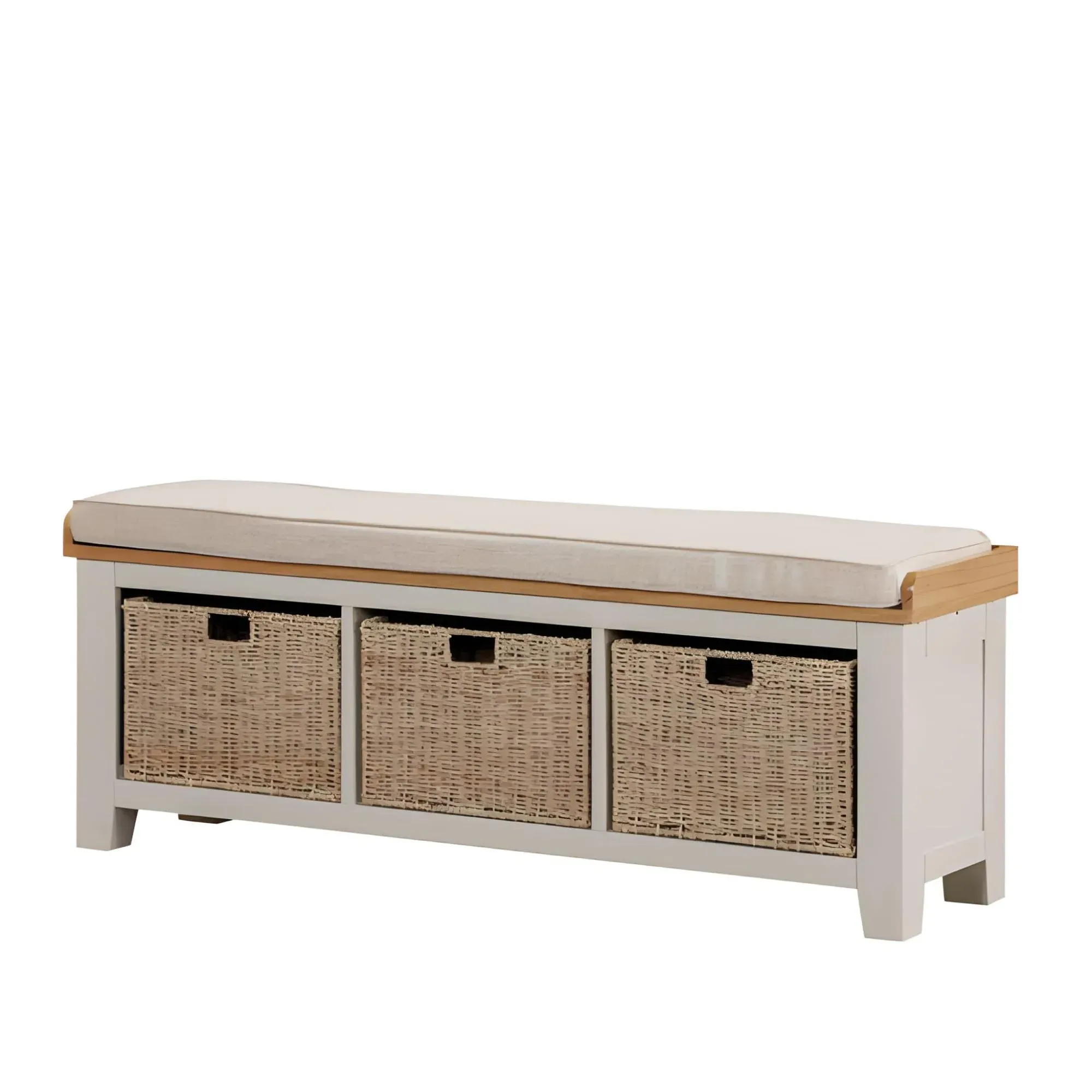 Janelle Hall Bench with Baskets - Grey, Oak