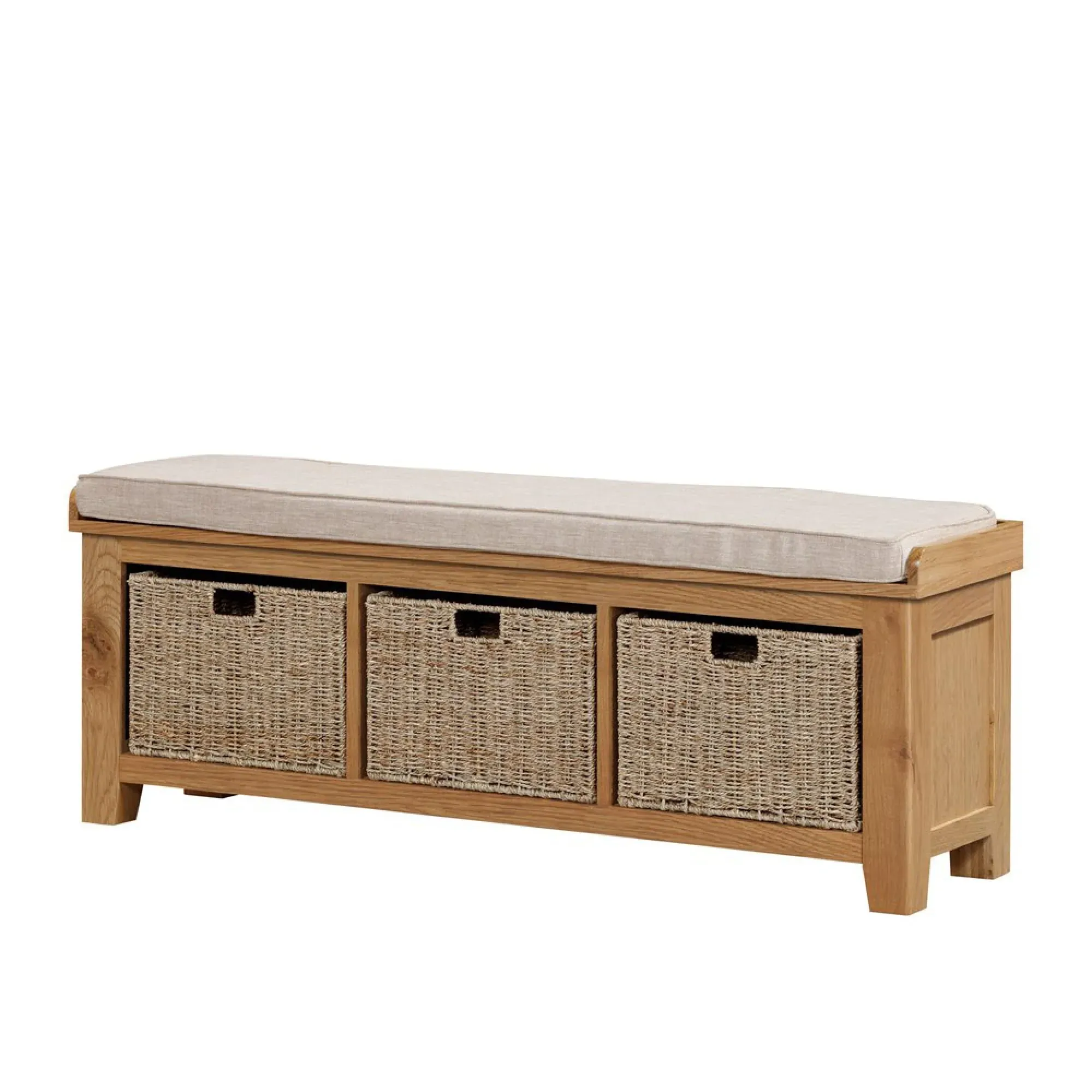 Janelle Hall Bench with Baskets - Rustic Oak