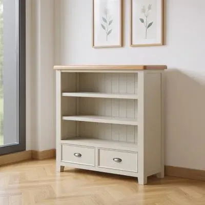 Janelle Low Bookcase - Grey, Oak image