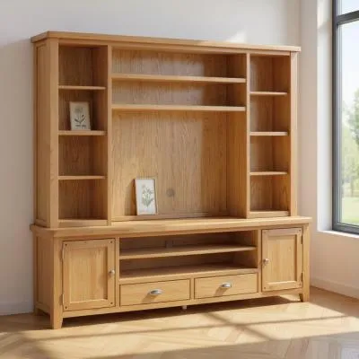 Janelle TV Unit with Bookcase - Rustic Oak