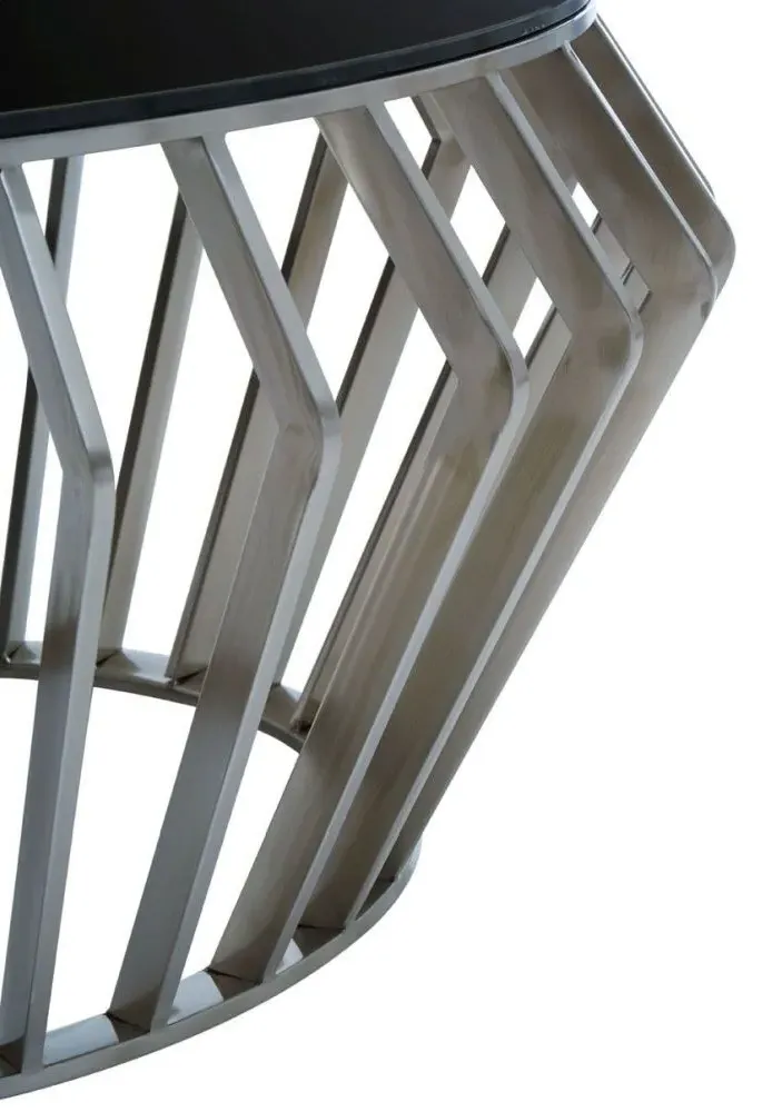 Ackley Round Coffee Table with Chrome Base - Black Glass