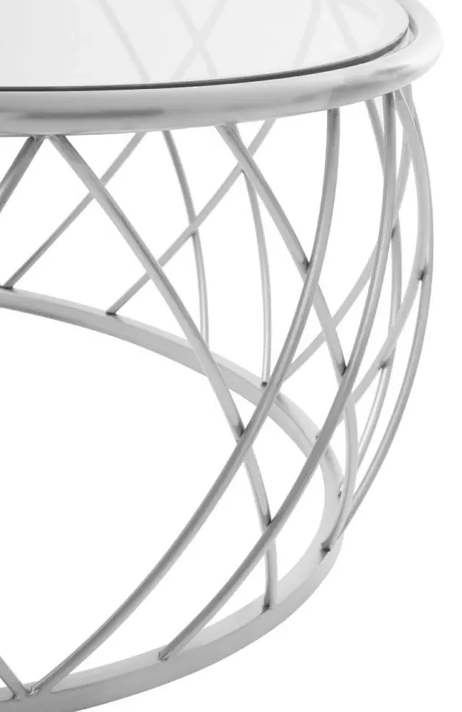 Ackley Round Coffee Table with Chrome Base - Clear Glass