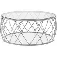 Ackley Round Coffee Table with Chrome Base - Clear Glass